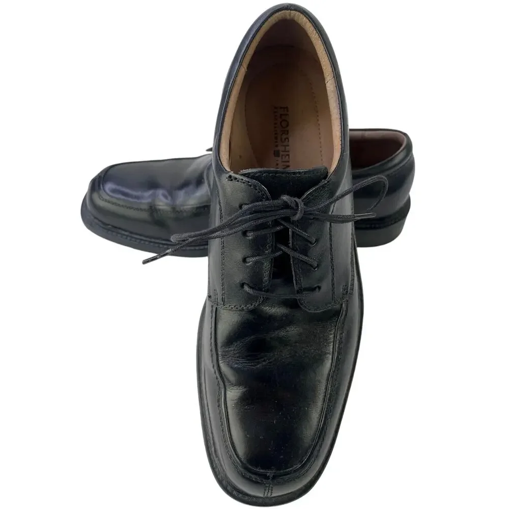 Men’s Florsheim Midtown Plain Toe Oxford Leather Black Lace Up Cushioned Sz 8.5